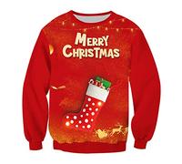 Felpa di Natale Felpa Natalizia Donna Uomo Ugly Merry Christmas Felpe Natalizie Pullover Natale Maglione Natalizio Donna Xmas Sweatshirt Personalizzate Divertenti Brutte Renne Babbo Natale Albero 4XL