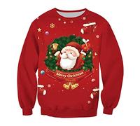 Felpa di Natale Felpa Natalizia Donna Uomo Ugly Merry Christmas Felpe Natalizie Pullover Natale Maglione Natalizio Donna Xmas Sweatshirt Personalizzate Divertenti Brutte Renne Babbo Natale Albero S