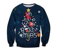 Felpa di Natale Felpa Natalizia Donna Uomo Ugly Merry Christmas Felpe Natalizie Pullover Natale Maglione Natalizio Donna Xmas Sweatshirt Personalizzate Divertenti Brutte Renne Babbo Natale Albero 4XL