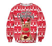 Felpa di Natale Felpa Natalizia Donna Uomo Ugly Merry Christmas Felpe Natalizie Pullover Natale Maglione Natalizio Donna Xmas Sweatshirt Personalizzate Divertenti Brutte Renne Babbo Natale Albero 3XL
