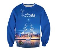 Felpa di Natale Felpa Natalizia Donna Uomo Ugly Merry Christmas Felpe Natalizie Pullover Natale Maglione Natalizio Donna Xmas Sweatshirt Personalizzate Divertenti Brutte Renne Babbo Natale Albero 4XL