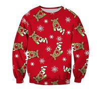 Felpa di Natale Felpa Natalizia Donna Uomo Ugly Merry Christmas Felpe Natalizie Pullover Natale Maglione Natalizio Donna Xmas Sweatshirt Personalizzate Divertenti Brutte Renne Babbo Natale Albero 4XL