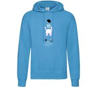 FELPA Diego Armando MARADONA NAPOLI 10 stampa autografo azzurra con cappuccio