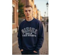 Felpa Diesel S-Joe-B Uomo Blu Con Logo Ricamato Collo A Giro Fleece