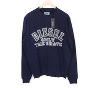 Felpa DIESEL S-Joe-B Uomo L Navy Fleece Logo Crew Jersey Classico