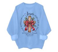 Felpa divertente con scritta in inglese "She Shall Bring Forth A Son", con croce di Gesù cristiano, unisex, blu cielo, XXL