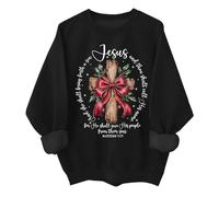 Felpa divertente con scritta in inglese "She Shall Bring Forth A Son", con croce di Gesù cristiano, unisex, Nero , XXL