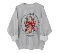 Felpa divertente con scritta in inglese "She Shall Bring Forth A Son", con croce di Gesù cristiano, unisex, Grigio, L