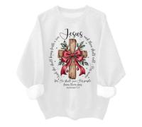 Felpa divertente con scritta in inglese "She Shall Bring Forth A Son", con croce di Gesù cristiano, unisex, bianco, L
