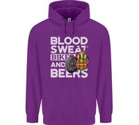 Felpa Divertente Per Moto Uomo Blood Sweat Bikes & Beer