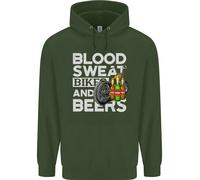 Felpa Divertente Per Moto Uomo Blood Sweat Bikes & Beer