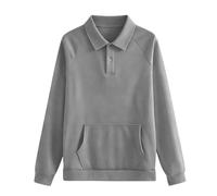 Felpa Donna Con 1/4 Bottoni Pullover Bavero Tinta Unita Maglione Con Tasca