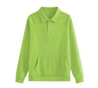 Felpa Donna Con 1/4 Bottoni Pullover Bavero Tinta Unita Maglione Con Tasca