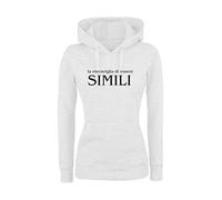 Felpa Donna con Cappuccio Basic Top qualità Top vestibilità - La meraviglia di Essere Simili - Divertente Humor Made in Italy (Bianco, XL)