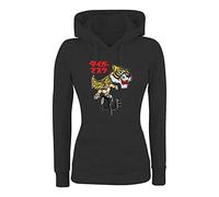 Felpa Donna con Cappuccio Basic Top qualità Top vestibilità - l'Uomo Tigre Modello 2 - Divertente Humor Made in Italy (Nero, S)