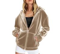 Felpa Donna con Cappuccio e Zip Giacca in Velluto Dorato da Donna Autunno Invernale Manica Lunga Cotone Taglie Comode Hoodie Sweatshirt Classico Oversize Pullover per Sportiva Casual in Stile College