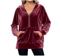 Felpa Donna con Cappuccio e Zip Giacca in Velluto Dorato da Donna Autunno Invernale Manica Lunga Cotone Taglie Comode Hoodie Sweatshirt Classico Oversize Pullover per Sportiva Casual in Stile College
