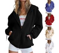 Felpa Donna con Cappuccio e Zip - Giacca Sportiva Leggero Hoodie Cotone Manica Lunga Sweatshirt Aperto con Tasche Felpe Casual Classico Tinta Unita Pullover per Sportiva Casual in Stile College