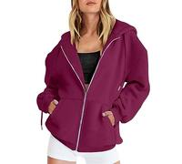 Felpa Donna con Cappuccio e Zip Giacca Sportiva Leggero Hoodie Cotone Manica Lunga Sweatshirt Aperto con Tasche e Cerniera Felpe Casual Classico Autunno invernale, Modello Baggy Soft, Pullover 2025