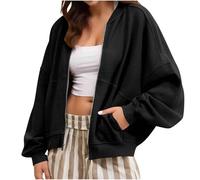 Felpa Donna con Cappuccio e Zip Giacca Sportiva Leggero Hoodie Cotone Manica Lunga Sweatshirt Aperto con Tasche e Cerniera Felpe Casual Classico Primavera Autunno per Sportiva Casual in Stile College