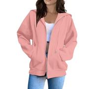 Felpa Donna con Cappuccio e Zip Giacca Sportiva Leggero Hoodie Cotone Manica Lunga Sweatshirt Aperto Tasche Cerniera Felpe Casual Classico Primavera Autunno felpa bianca donna Correre Al Mattino