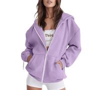 Felpa Donna con Cappuccio e Zip Giacca Sportiva Leggero Hoodie Cotone Manica Lunga Sweatshirt Aperto con Tasche e Cerniera Felpe Casual Classico Autunno invernale, Modello Baggy Soft, Pullover 2025