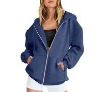 Felpa Donna con Cappuccio e Zip, Giacca Sportiva Leggero Hoodie Cotone Manica Lunga Taglie Comode Hoodie Sweatshirt Aperto con Tasche Felpe Casual Classico Oversize Pullover 2025 per Tinta Unita