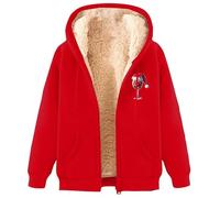 Felpa Donna Con Cappuccio Foderata In Pile Calda Giacca Invernale Con Zip Felpa Pile Donna Teddy Hoodie Con Cerniera Sweatshirt Inverno Autunno Costume Babbo Natale Uomo Donna Adulti natalben insieme