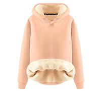 Felpa Donna Con Cappuccio Offerta Felpa In Pile Cotone Termica Firmata Sweatshirt Hoodie Tinta Unita Invernale Sportiva Pullover In Peluche Cotone Felpe a Manica Lunga Cappotto Elegante Caldo Pesante