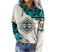 Felpa Donna con Cappuccio Oversize Manica Lunga Felpe Girocollo Invernali Felpata Etnici con Stampata Pullover Curvy Maglietta Leggero Hoodie Felpa Morbide Y2k Classica Felpa 2024 Offerta