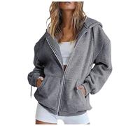 Felpa Donna con Zip e Cappuccio Leggera Giacca in Pile Sportiva Invernale Felpa Maglione Inverno Sport Giacche a Vento Felpe Cotone Curvy Oversize Autunno
