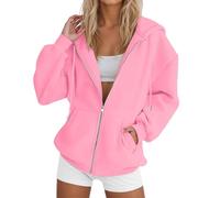 Felpa Donna con Zip e Cappuccio Leggera Giacca in Pile Sportiva Invernale Felpa Maglione Inverno Sport Giacche a Vento Felpe Cotone Curvy Oversize Autunno