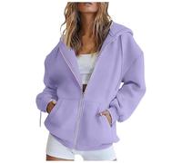 Felpa Donna con Zip e Cappuccio Leggera Giacca in Pile Sportiva Invernale Felpa Maglione Inverno Sport Giacche a Vento Felpe Cotone Curvy Oversize Autunno