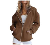 Felpa Donna con Zip e Cappuccio Leggera Giacca in Pile Sportiva Invernale Felpa Maglione Inverno Sport Giacche a Vento Felpe Cotone Curvy Oversize Autunno