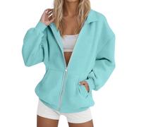 Felpa Donna con Zip Felpe Senza Cappuccio da Donna Felpa Stitch Coperta Gatto Montagna Nera Zip Cotone con Estiva Rosa Antico Bianca Corta Collo Alto Orecchie Garzata Oversized Sweatshirt Women