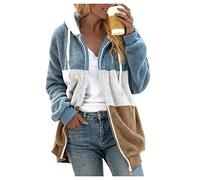 Felpa Donna con Zip Giacca da Camera Invernale Peluche con Zip Felpa Sherpa Teddy Oversize in Pile Giacche Taglie Forti con Cappuccio Lana Fleece Giubbotto Micropile Comfort Risvolto Ampia per Casa