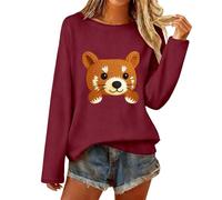 Felpa Donna Confortable, Graziosa Felpa con Cappuccio in Maglia a Forma di Animale, Morbida Maglia Raglan con Adorabile Ricamo di Personaggi, Leggera ma Calda, da Indossare Tutti i Giorni.