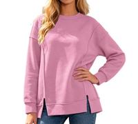 Felpa Donna Cotone Casual, Felpa con Cappuccio Girocollo a Tinta Unita, Elegante e Casual, Oversize e a Coste, Adatta Sia allo Stile Europeo Che a Quello alla Moda.