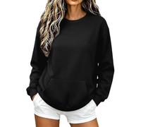 Felpa Donna Cotone décontracté, Felpa Senza Cappuccio con Tasca per Una vestibilità Comoda, Pullover Casual a Maniche Lunghe per Stile Minimalista, Cappuccio per Tutti i Giorni