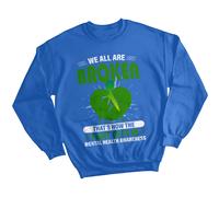 Felpa donna cuore spezzato consapevolezza salute mentale maglione ansia...