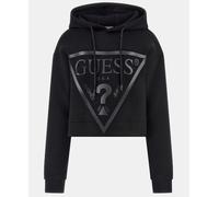 Felpa Donna Guess Cotone Felpato Cappuccio Cropped V2YQ08K7UW2 JBLK Nero