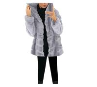 Felpa Donna Invernale Elegante Offerte Felpa con Cappuccio in Sherpa di Media Lunghezza in Pelliccia Ecologica Giacca in Peluche Gonfio a Maniche Lunghe Tinta Unita Donna per il Lavoro o lo Shopping