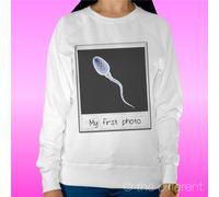 FELPA DONNA LEGGERA SWEATER BIANCO " MY FIRST PHOTO " ROAD TO HAPPINESS