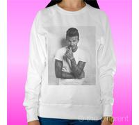 FELPA DONNA LEGGERA SWEATER BIANCO " SEXY DADIV BECKHAM " ROAD TO HAPPINESS