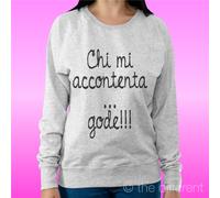 FELPA DONNA LEGGERA SWEATER GRIGIO CHIARO " CHI MI ACCONTENTA .. GODE "