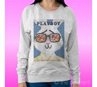 FELPA DONNA LEGGERA SWEATER GRIGIO CHIARO " COPERTINA SEXY GIRL MAGAZINE "
