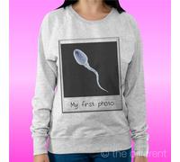 FELPA DONNA LEGGERA SWEATER GRIGIO CHIARO " MY FIRST PHOTO " ROAD TO HAPPINESS