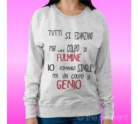 FELPA DONNA LEGGERA SWEATER GRIGIO CHIARO " SINGLE COLPO DI GENIO"