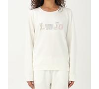 Felpa Donna Liu Jo Cotone Regular Girocollo Strass Logo TA4225 N9139 Bianco