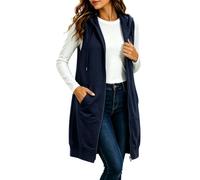 Felpa Donna Lunga Con Cappuccio Oversize Felpe Gilet Con Zip E Tasche